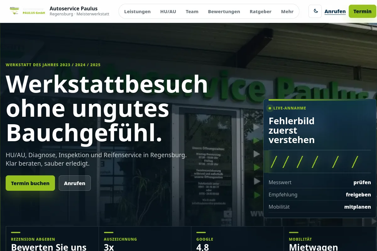 Vorschau Autoservice Paulus – Werkstatt-Website mit Termin-Funnel