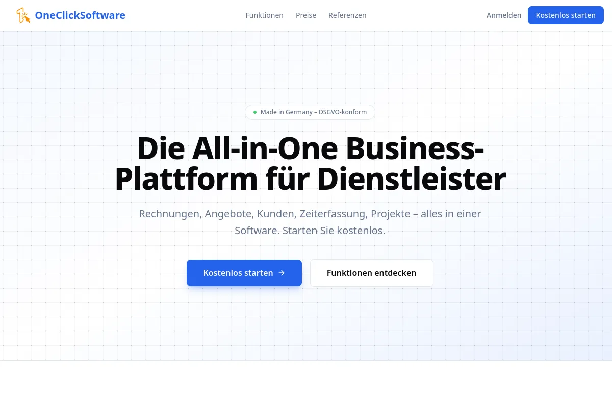 Vorschau OneClickSoftware – cloudbasierte ERP- & Business-Management-Plattform für deutsche Dienstleister